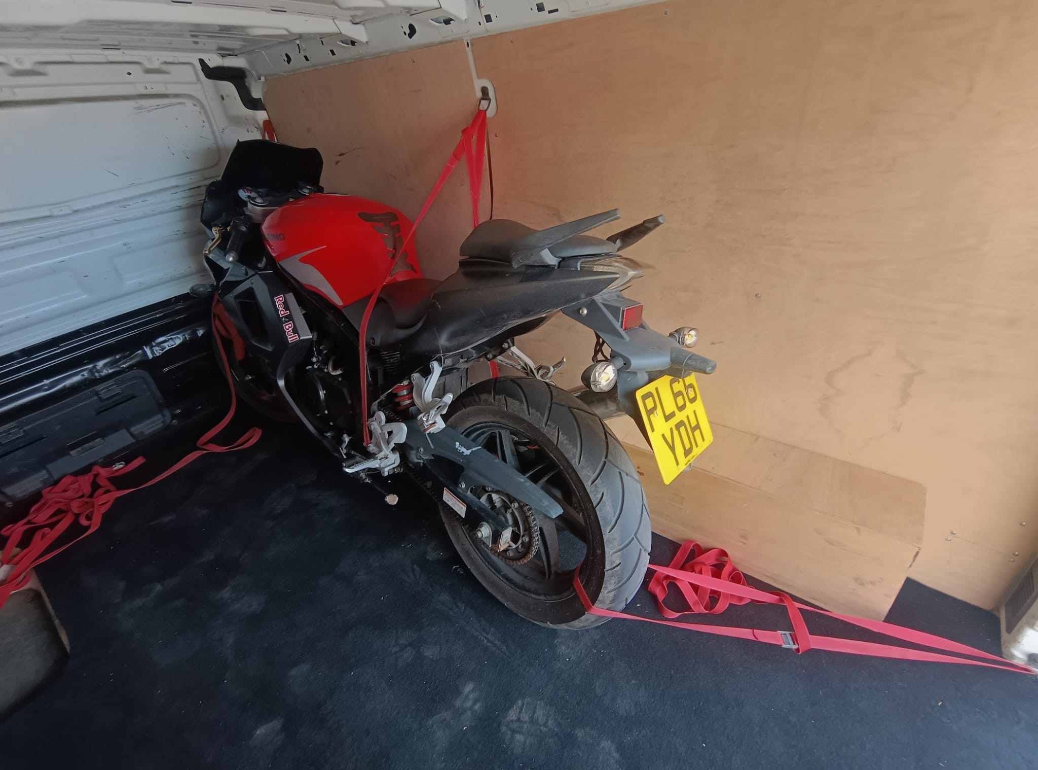 Motorcycle loaded for transport